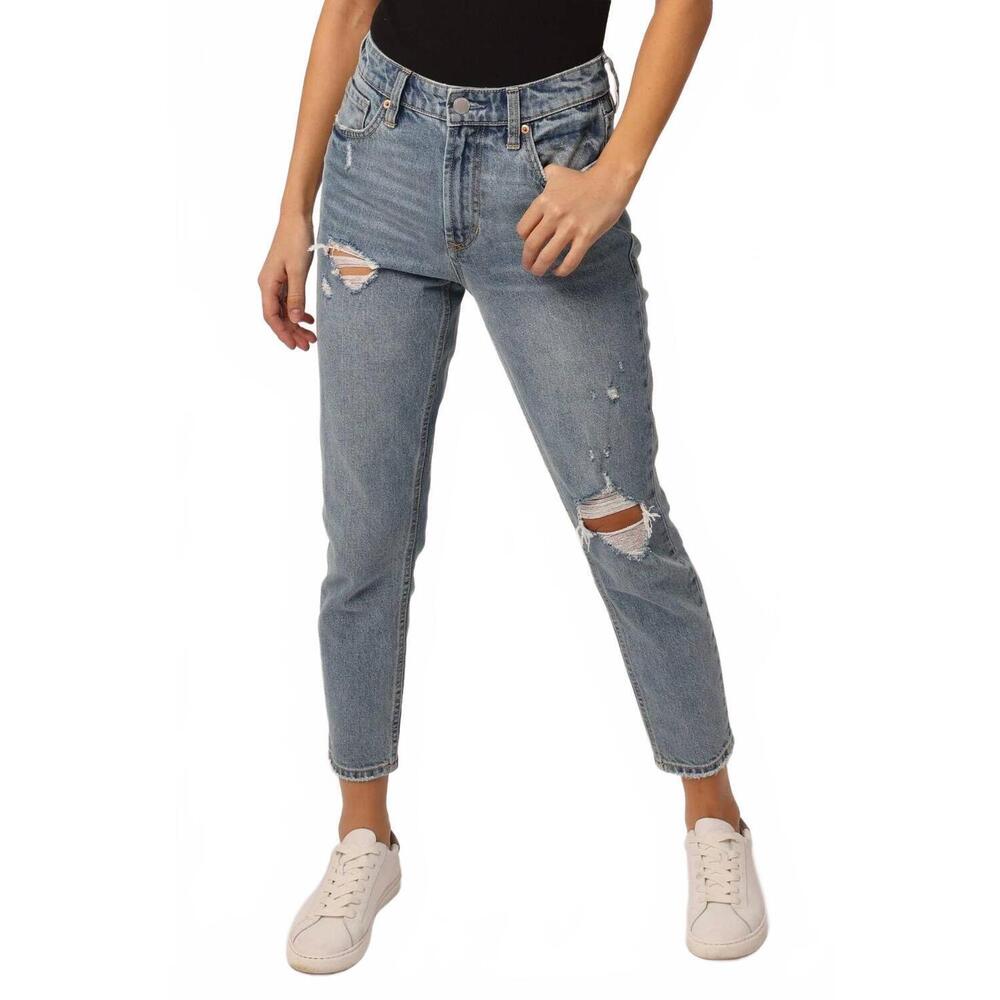 NEW DEAR JOHN DENIM roxie high rise cropped mom jeans in fairmont